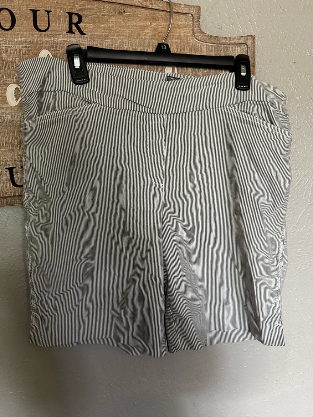 Hilary Radley Navy and White Pinstripe Shorts